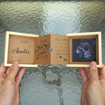 Hamuiers Pregnancy Announcement For Aunt, Auntie Baby Announcement Ideas Ultrasound Picture Frame Wooden Keepsake Box