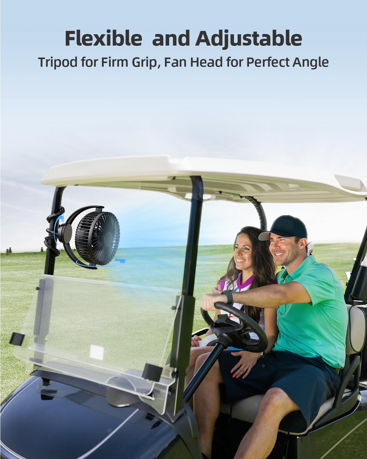 Koonie 5000Mah Portable Stroller Fan - 3-Speed Battery Operated, Flexible Clip-On Tripod, 360 Rotate Flexible Tripod,Usb Recharg