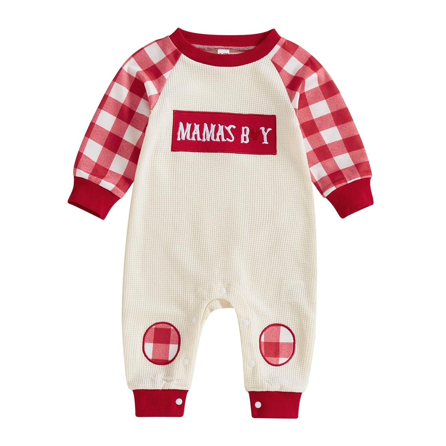 BemeyourBBs Newborn Baby Boy Fall Winter Clothes Button Long Sleeve Romper Jumpsuit Cute Infant One Piece Outfit (Mamas Boy Vale