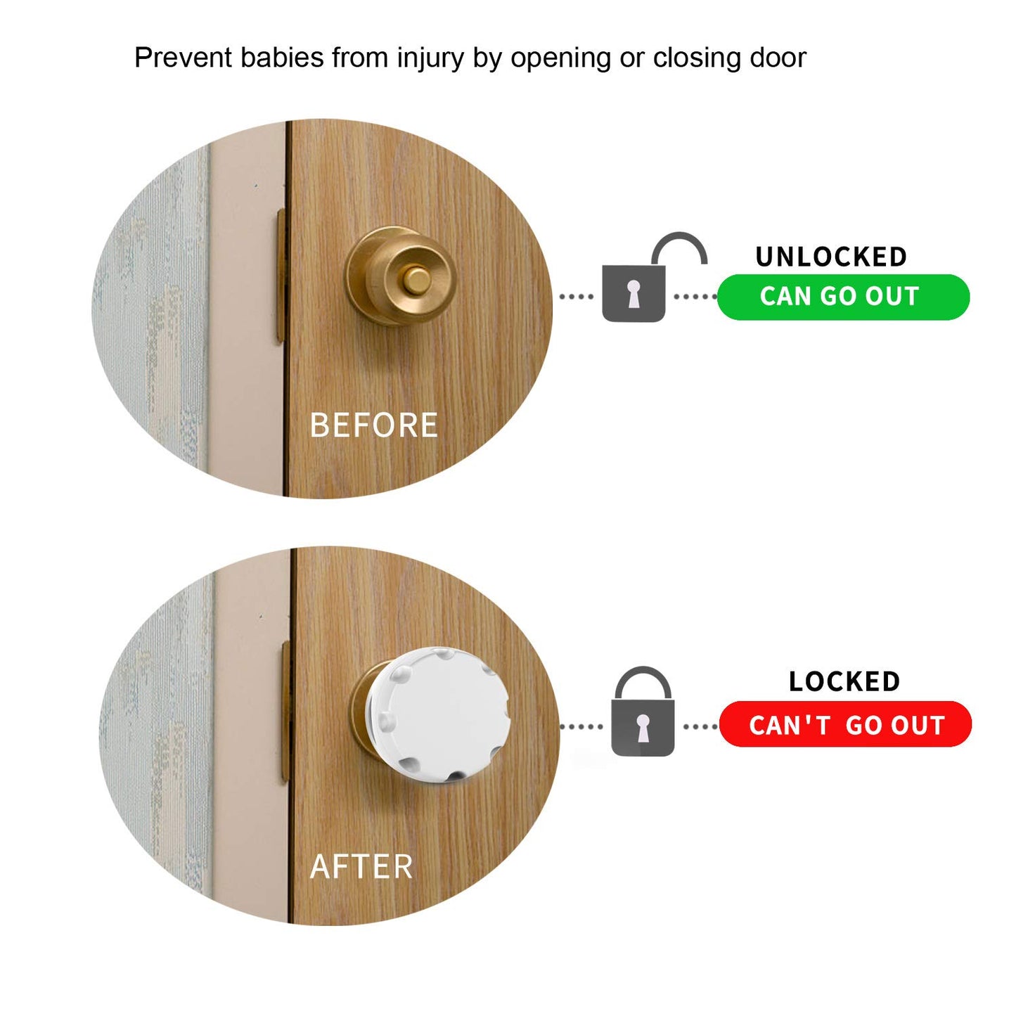 Uxoz Door Knob Safety Cover, 4 Pack Baby Safety Door Handle Cover, Screw Thread Design, Reusable, Reliable Solution To Prevent K