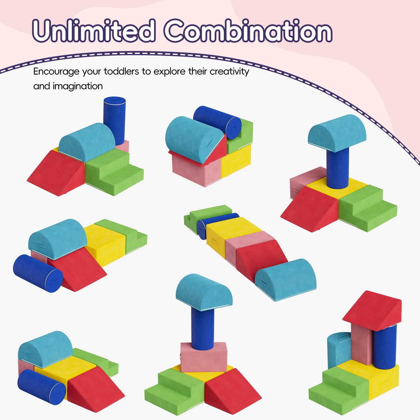 6 Piece Foam Climbing Blocks For Toddlers, Baby Climbing Gym With Ultra High Density Foam For Crawling And Sliding, Indoor Soft
