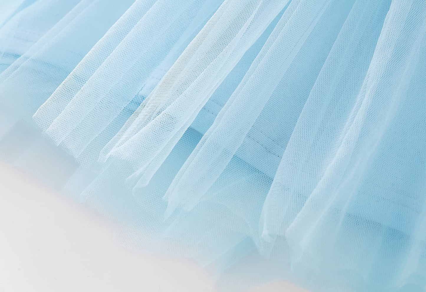 Lyxiof Girls Tutu Dress Casual Tulle Summer Solid Color Ruffle Sleeve Dress Blue 120Cm