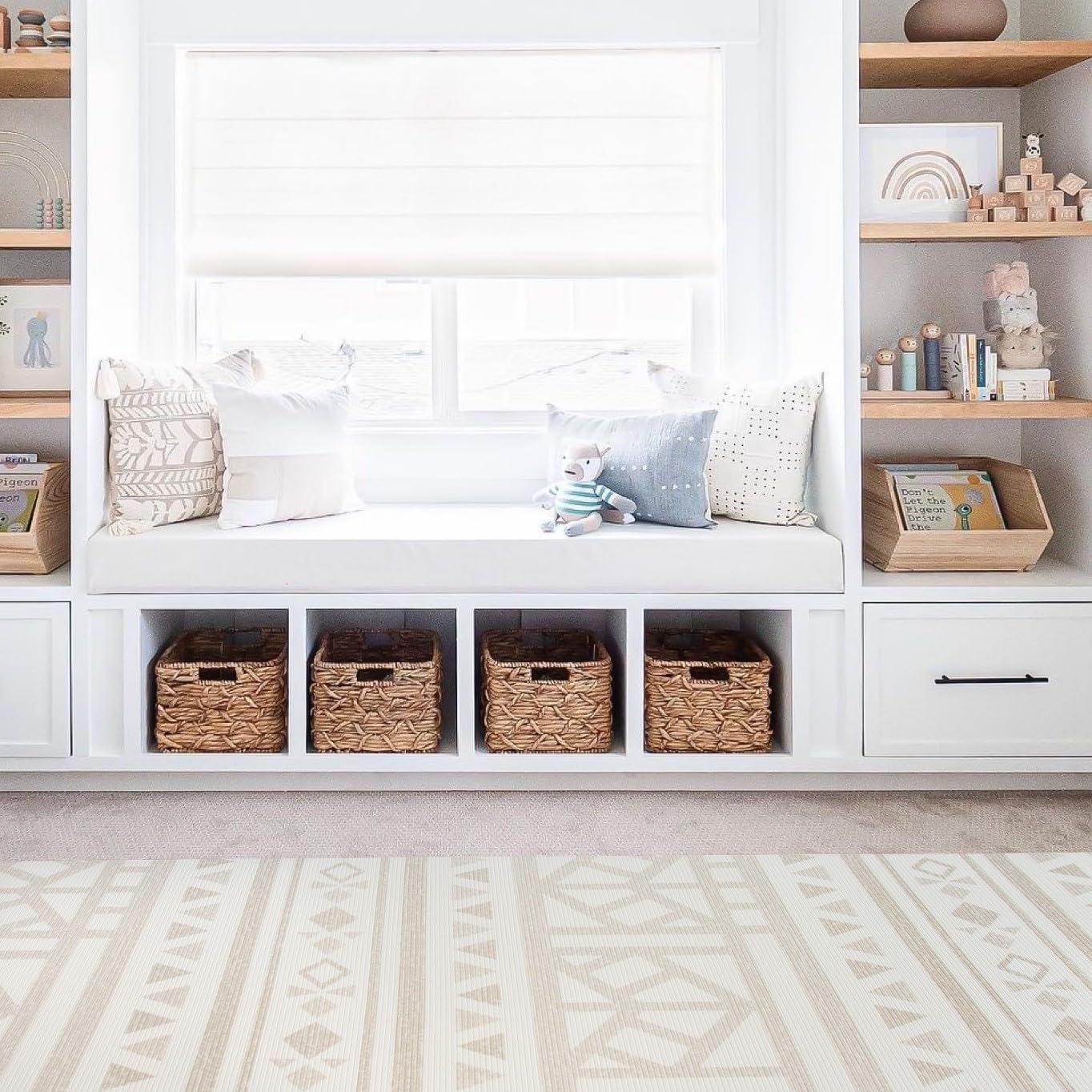 Cushmat Stylish Reversible Foam Play Mat (Large, Crystals Gray - Tropical Safari) - Soft, Waterproof, Durable Play Mat For Infan