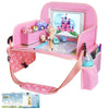Menzoke Kids Travel Tray For Toddler Car Seat, Lap Tray For Girl Activities With Dry Erase Board & Cooler Cup Holder, Road Trip