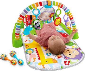 Fisher-Price Baby Playmat Deluxe Kick & Play Piano Gym For Learning & 2 Maracas Soft Rattles For Newborn To Toddler Play Ages 0+