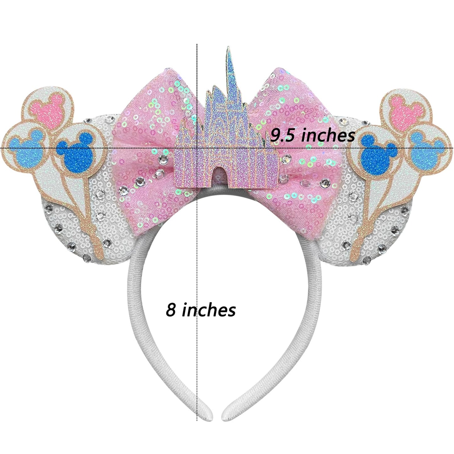 Bolonar Castle Mouse Ears Headband Sequin Pink Mouse Ears Mouse Ears Bow Headbands Christmas Headbands For Adults