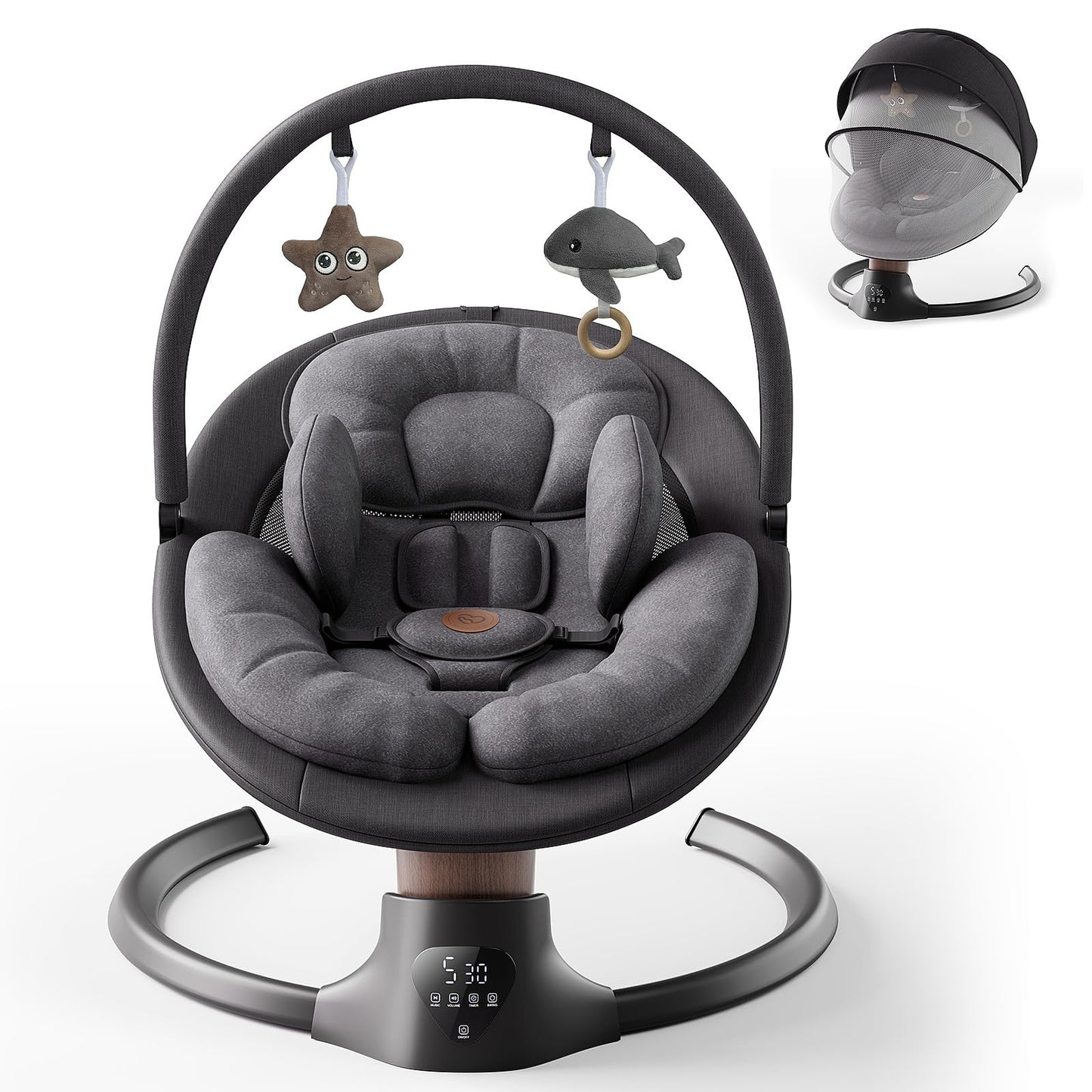 Baby Swings for Infants, FasonBaby Electric Baby Swing with 10 Preset Melodies, 5 Speeds, Remote Control and Bluetooth - Portabl