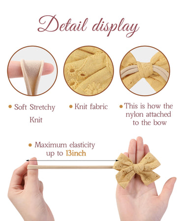 Doboi 10Pcs Baby Girls Headbands Hair Bows Nylon Cotton Linen Hairbands Handmade Hair Accessories For Newborn Infant Toddlers Li