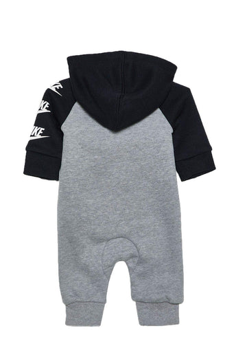 Nike Babys Futura Long Sleeve Full Zip Hooded Coverall (Dark Grey Heather(56F869-042)/Black, 3 Months)