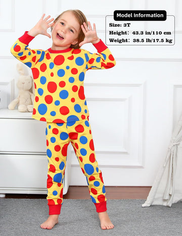 A&J Design Boys Clown Pajamas Girls Toddler Halloween Costume Kids Circus Pjs Color Dots 7 Years
