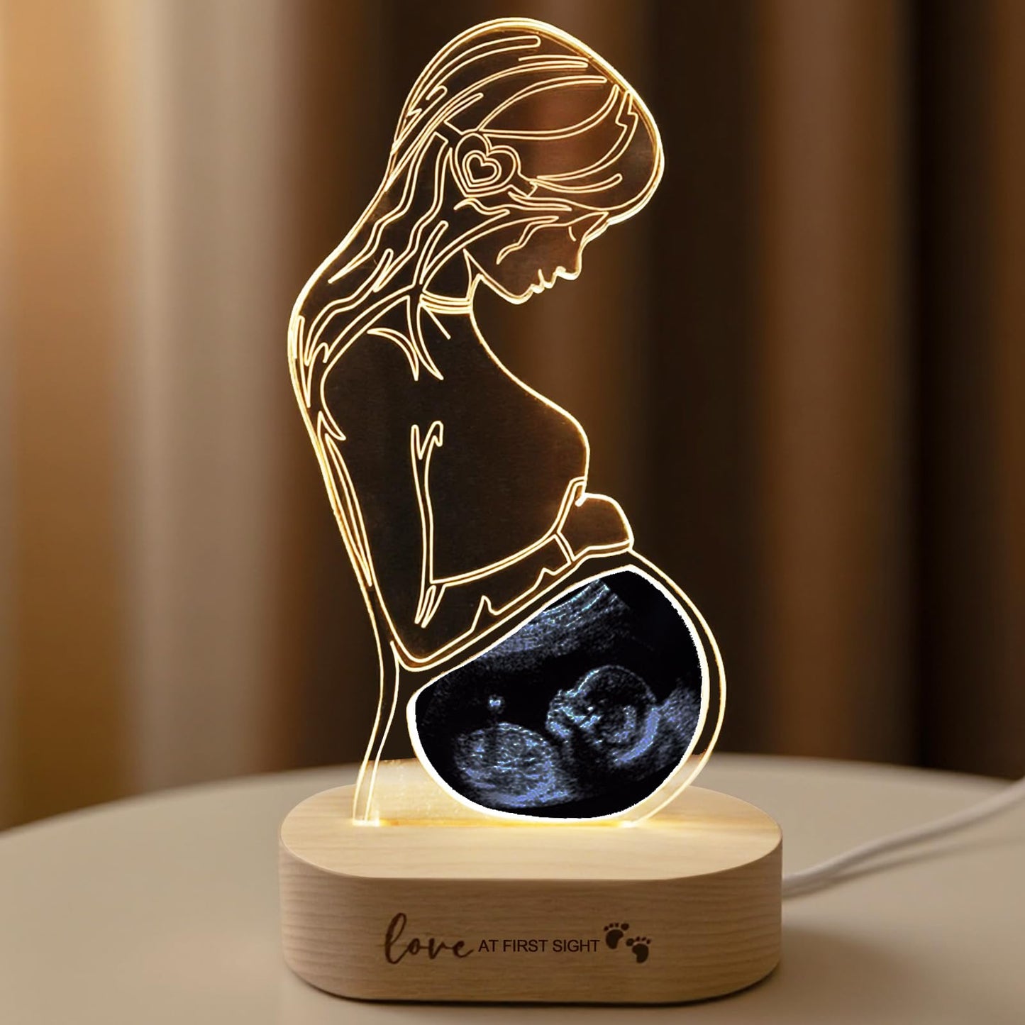 Personalized Baby Ultrasound Photo Frame, Customized Acrylic Ultrasound Lamp, LED Night Light for New Mom, Pregnant Wife Gifts f
