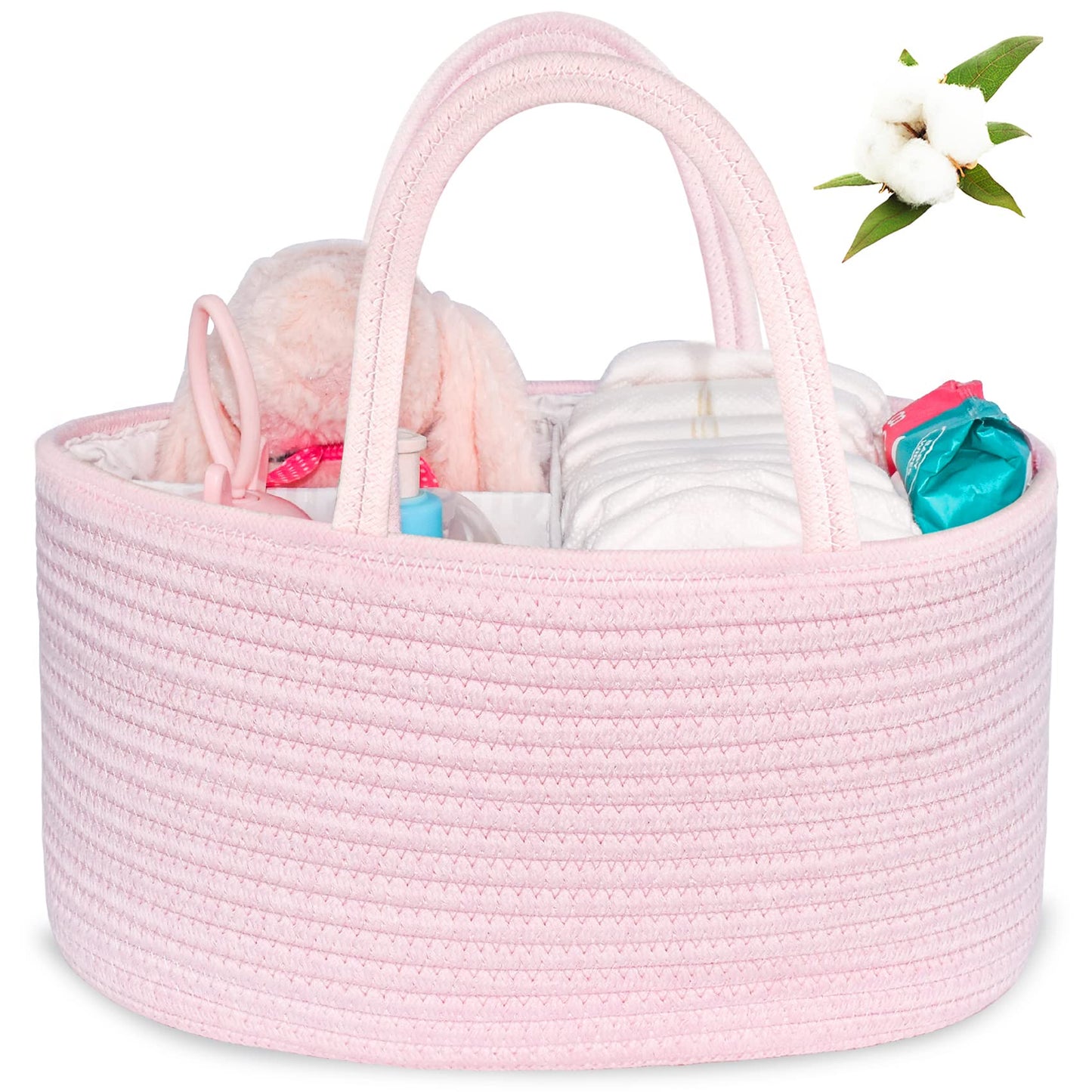 ABenkle Diaper Caddy Organizer - Cotton Rope Nursery Storage Basket for Baby Essentials, Boys & Girls Shower Gift, Changing Tabl
