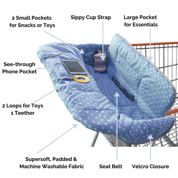Suessie Shopping Cart Cover And High Chair Cover, Blue Dots