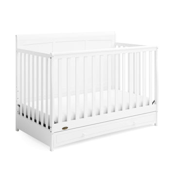 Graco Asheville 4-In-1 Convertible Crib W/Drawer-White Premium Foam Crib & Toddler Mattress