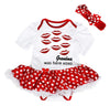 Petitebella Red Lips Grandma Was Here Xoxo Baby Dress Nb-18M (White/Red Dots, 0-3 Months)