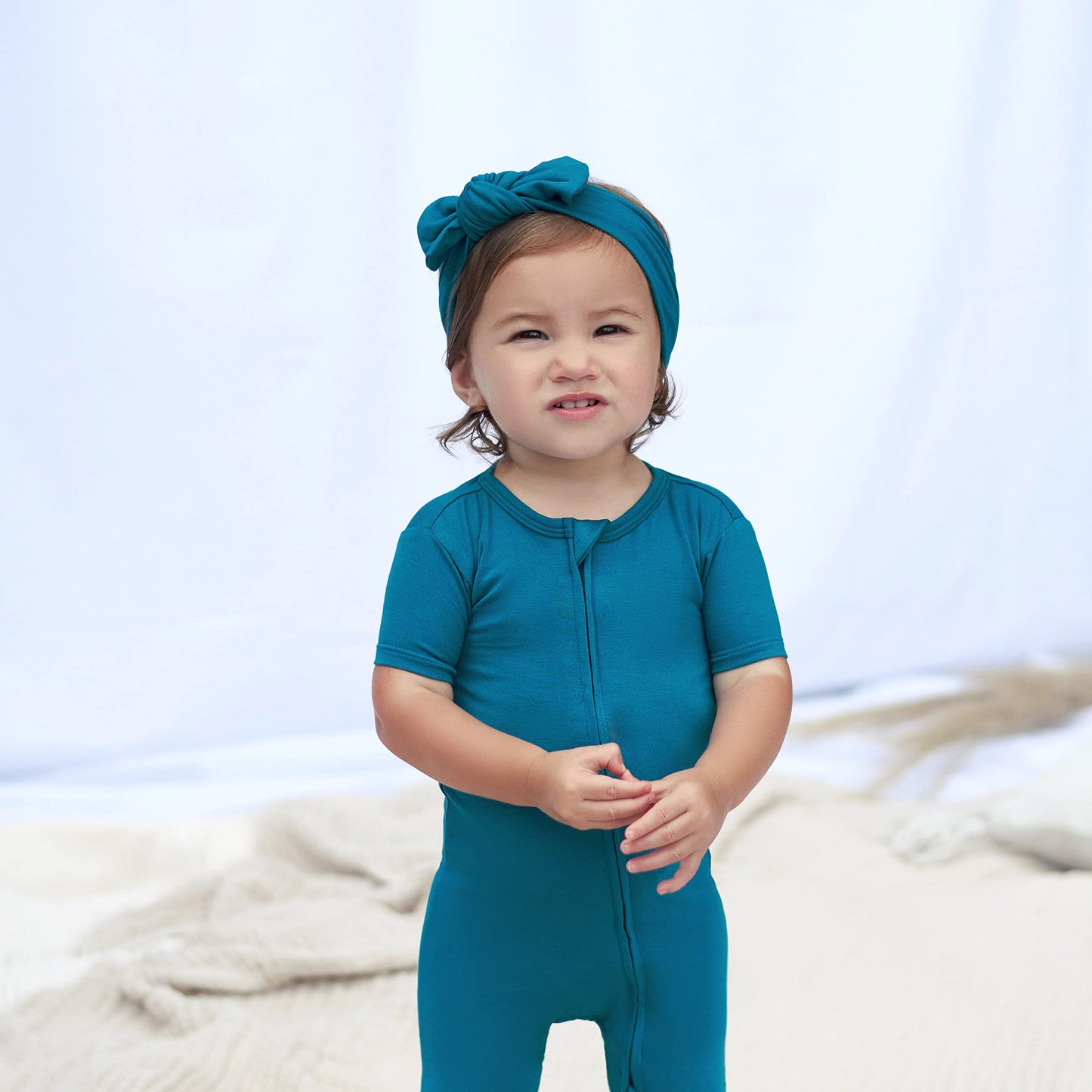 Gerber Unisex Baby Buttery Soft Short Sleeve Romper With Viscose Made From Eucalyptus, Teal, 12 Months