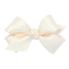 Wee Ones Girls' Classic French Satin Hair Bow On A Weestay Clip With A Knot Wrap Center, Mini, Ecru