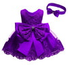 Baby Girls Christmas Pageant Lace Dresses Infant Easter Halloween Wedding Formal Event Dress (Dark Purple,24M)