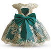 Nnjxd Baby Girl Dress Flower Embroidery Princess Tutu Pageant Party Gown 2006 Green Size(120) 4-5 Years