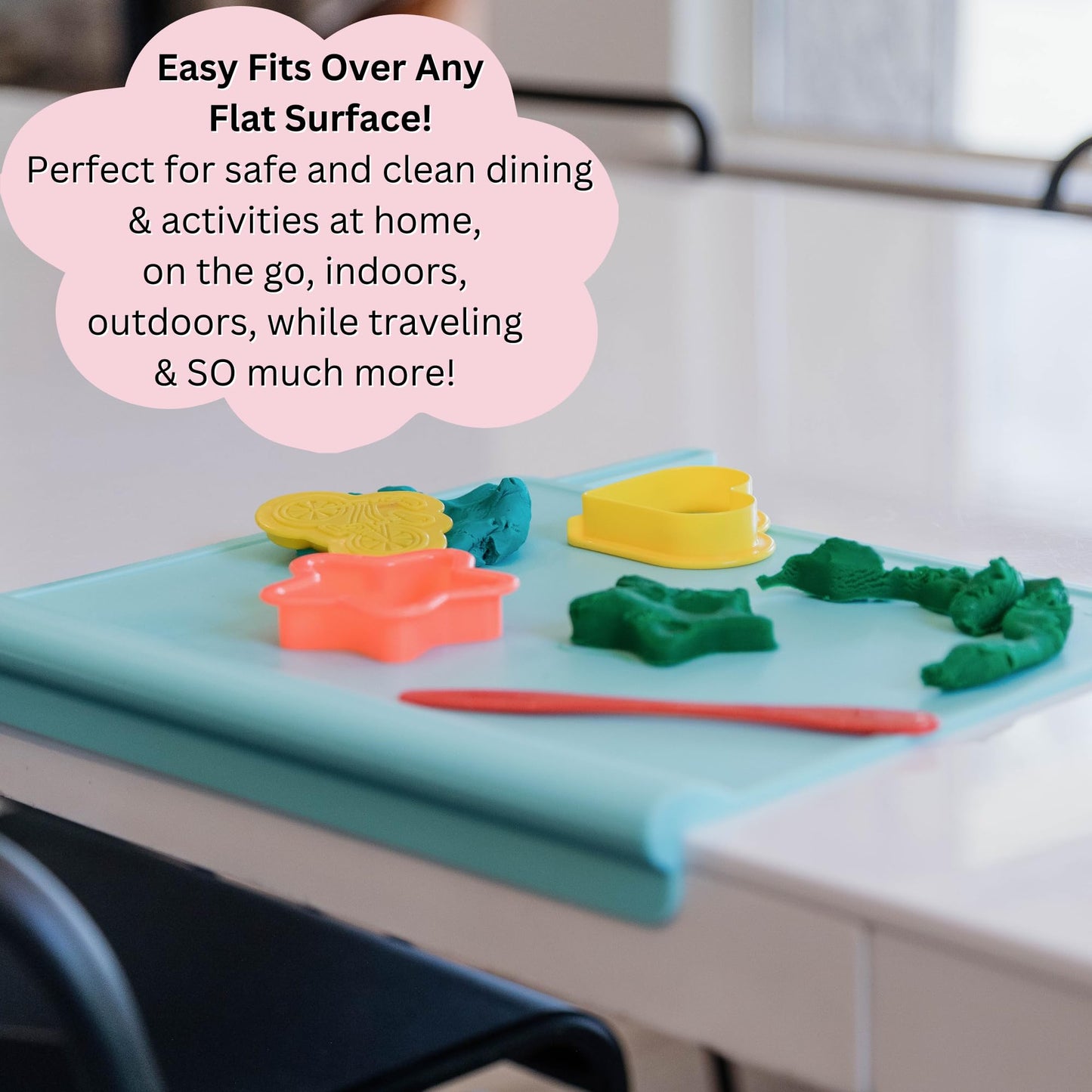 The Table Tyke 100% Silicone Suction Placemat With Teething Edge Bumper/Spill Stopper | Dishwasher Safe, Rolls Up To Travel, Fit