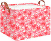CLOCOR Rectangular Valentines Day Basket,Pink Heart Print Gift Basket,Collapsible Fabric Storage Container(Full Love)
