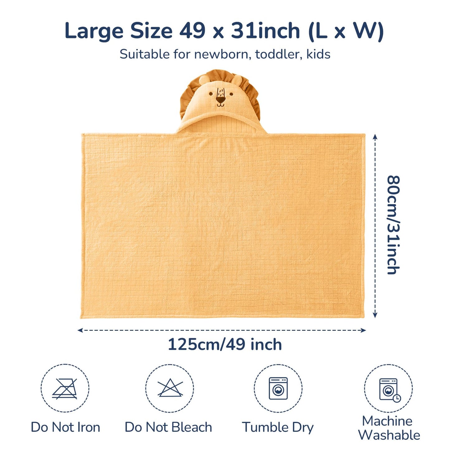 Usbettas Toddler Hooded Towel-Soft Coral Fleece Hooded Baby Towels With Animal Design, Large Super Absorbent Bath Towel For Newb