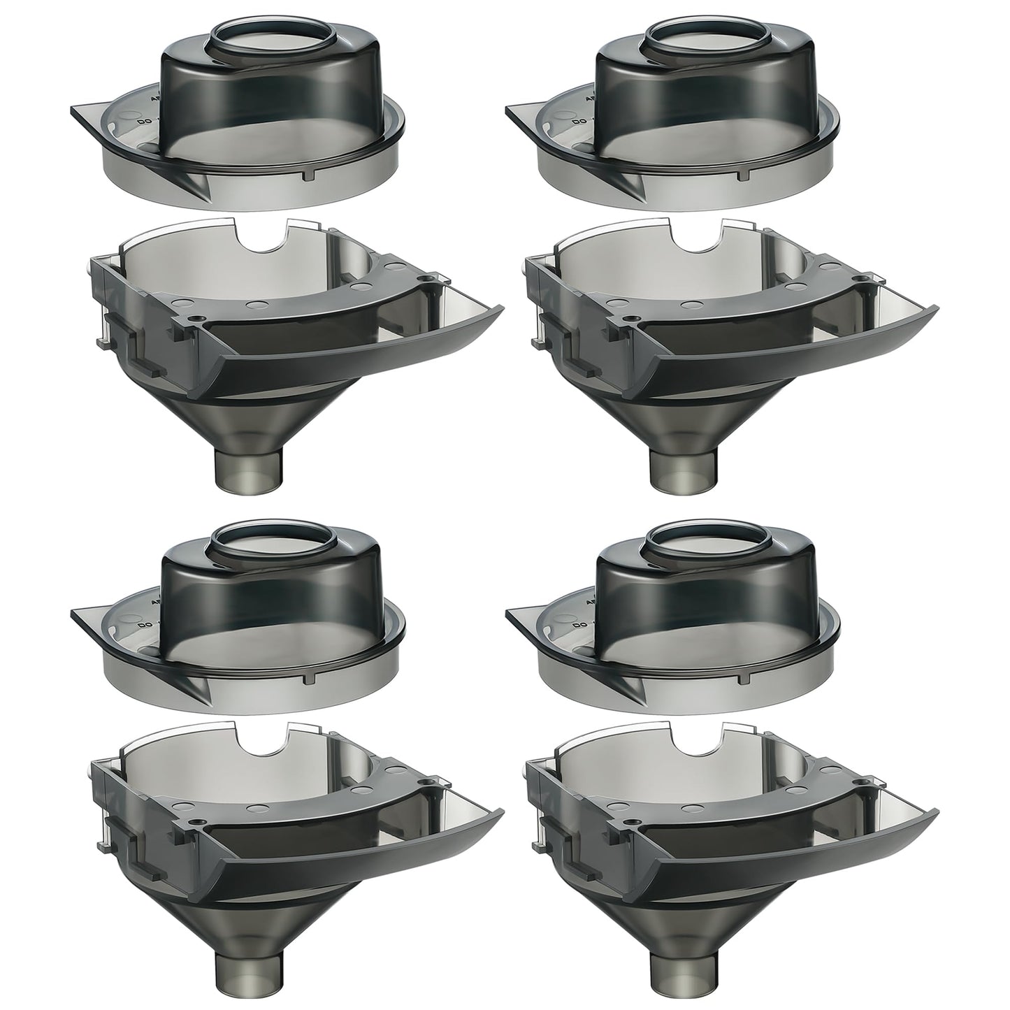 Dunkive 4 Sets Baby Formula Dispenser Replacement Funnel Compatible with Baby Brezza Replacement Parts Funnel and Cover, Grey