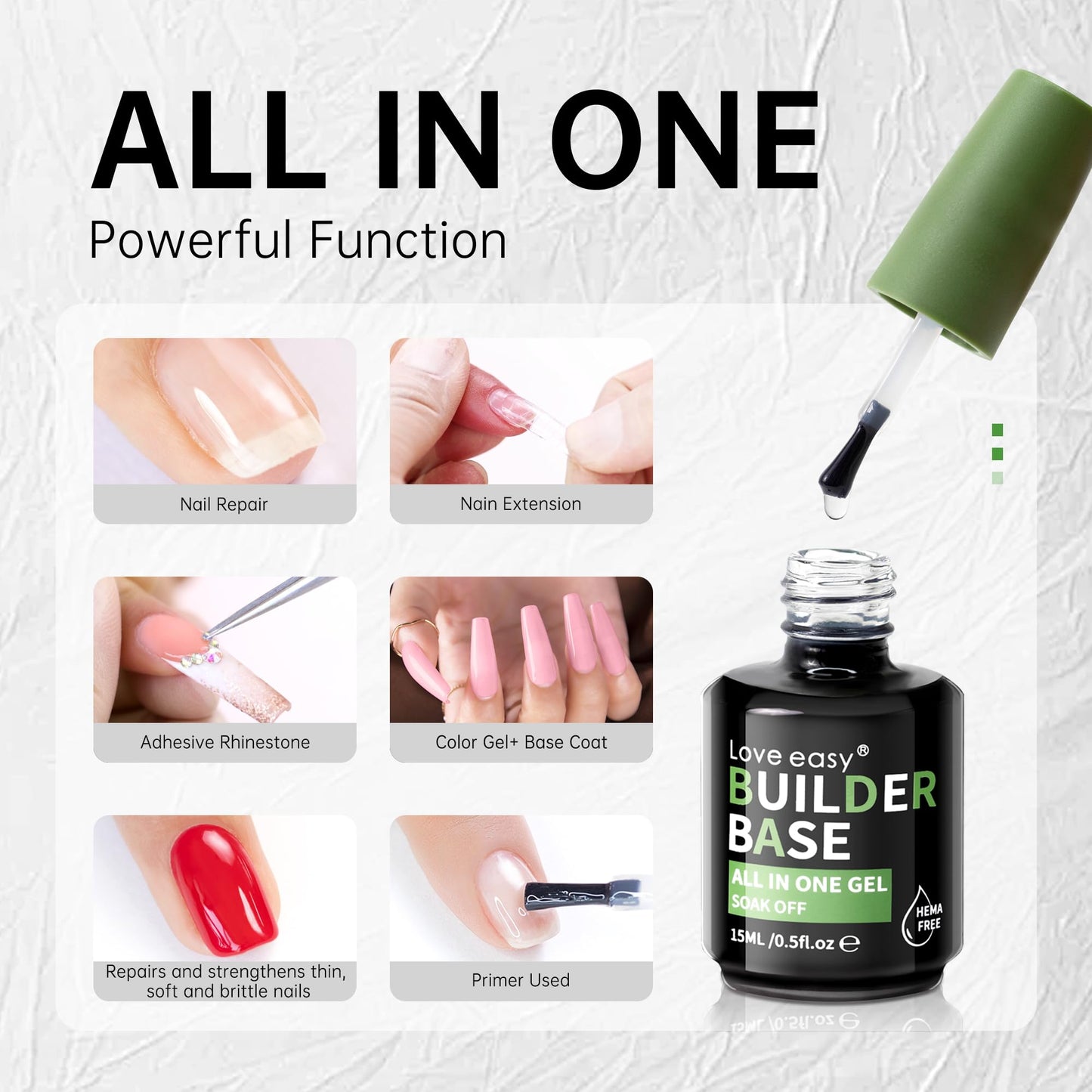 Love Easy Salon-Grade Baby Pink Builder Gel - Hypoallergenic Strong Base Coat | Long-Lasting Adhesion (30+ Days) For Professiona