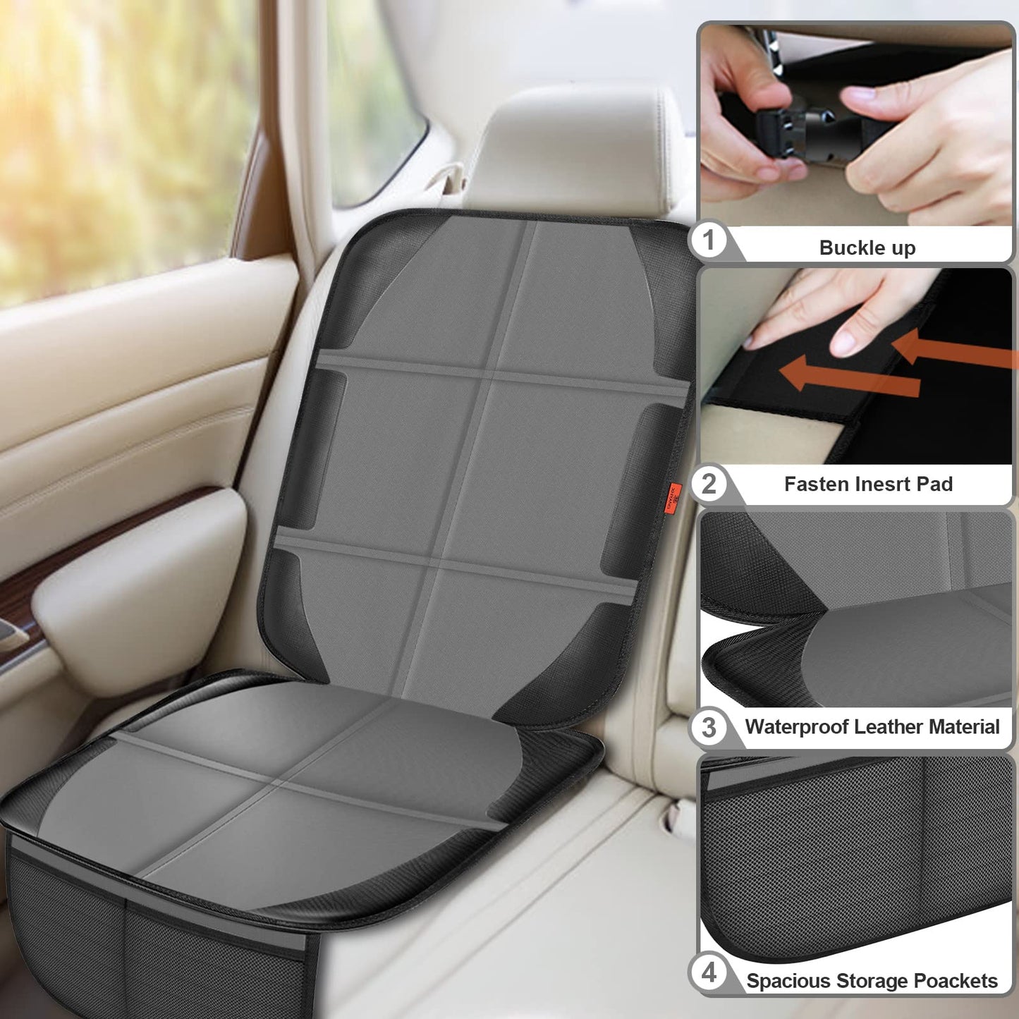 Xhyang Car Seat Protector,2 Pack Automotive Seat Protectors Baby Carseat Pad Waterproof & Durable 600D Fabric For Child Baby Car