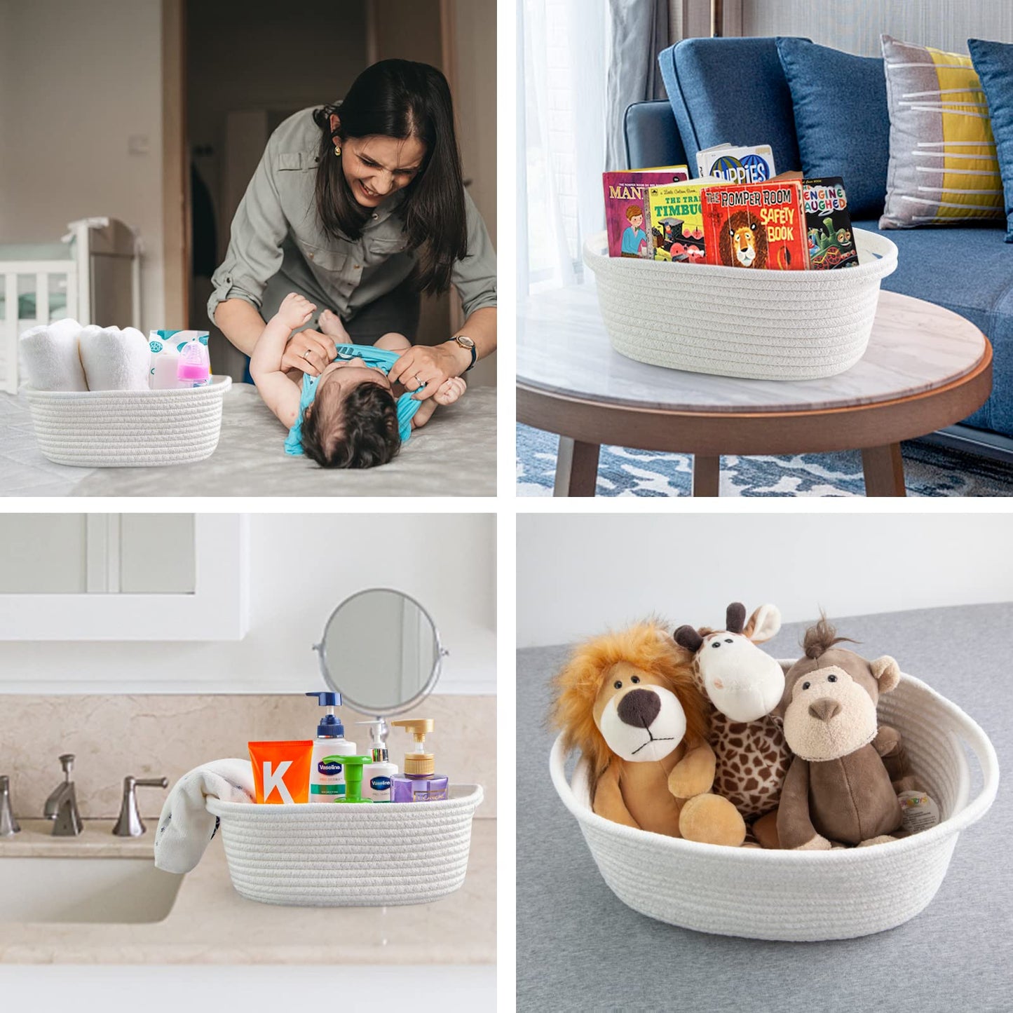 Pro Goleem 3-Piece Small Woven Easter Basket With Gift Bags And Ribbons, Different Size Baskets For Gifts Empty, Small Rope Bask