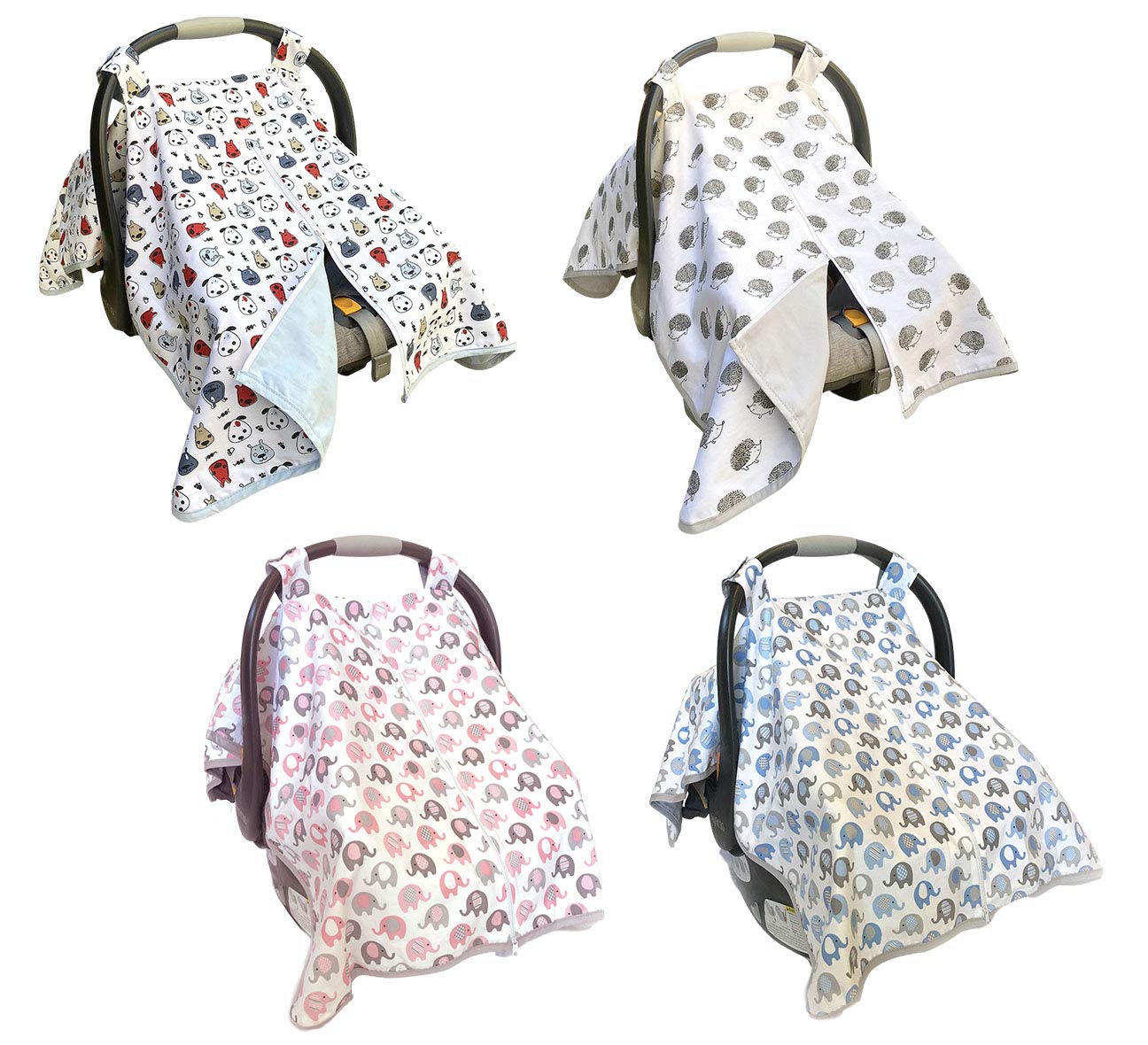 Vera Elephant 100% Breathable Cotton Baby Car Seat Cover (Blue Grey)