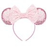 Eisyaa Minnie Ears Headbands, Sequin Mouse Ears With Pink Bow Glitter Party Princess Decoration Cosplay Costume