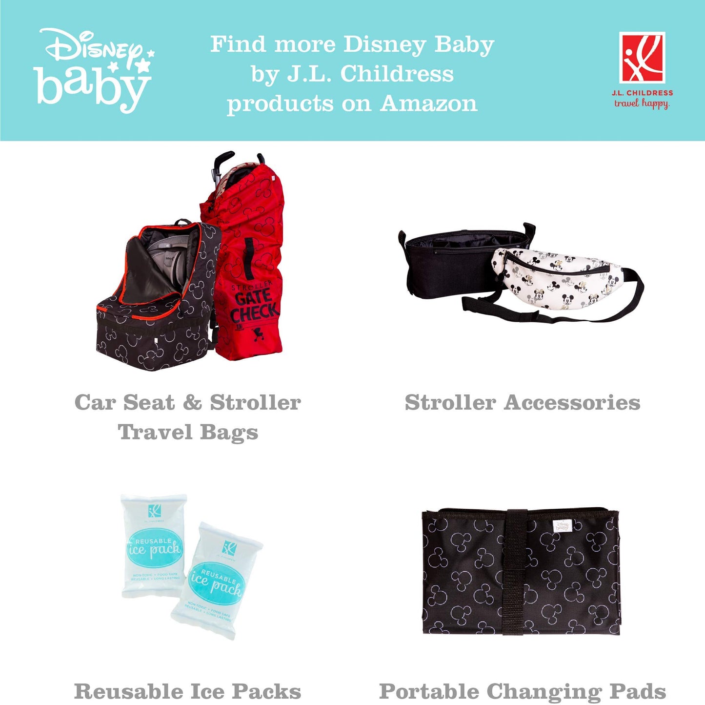 Disney Baby By J.L. Childress Twocool Breastmilk Cooler - Double Baby Bottle & Food Bag - Ice Pack Included - Fits 2-4 Bottles -