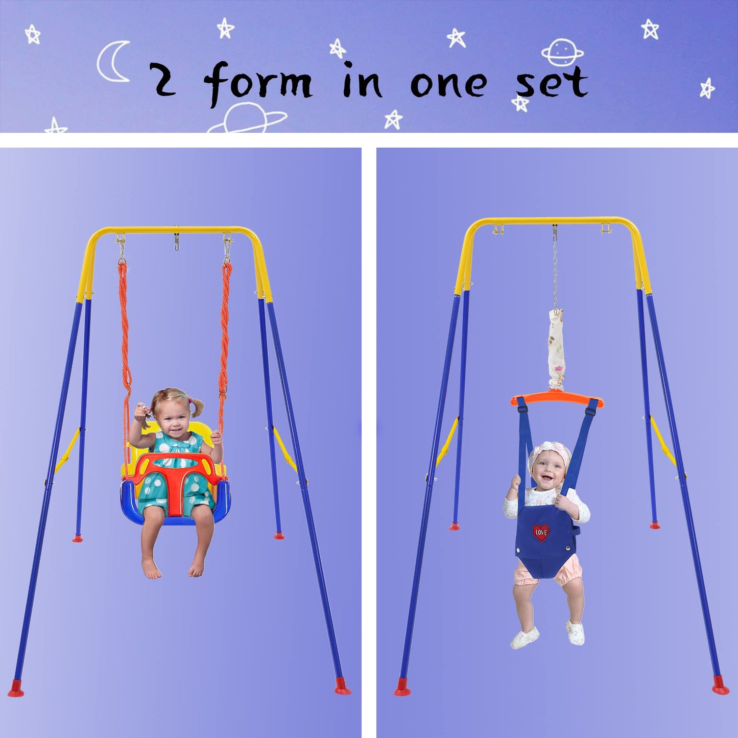 3-In-1 Swing Set Baby Jumper And Bouncers For Toddler, Baby Swing Is Suitable For Indoor And Outdoor Play, With A Foldable Metal