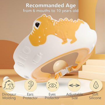 Funupup 2 Pack Kids Shower Cap, Adjustable Toddler Hair Washing Bathing Cap Shield Visor Shampoo Cap Protect Baby Eyes (Dinosaur