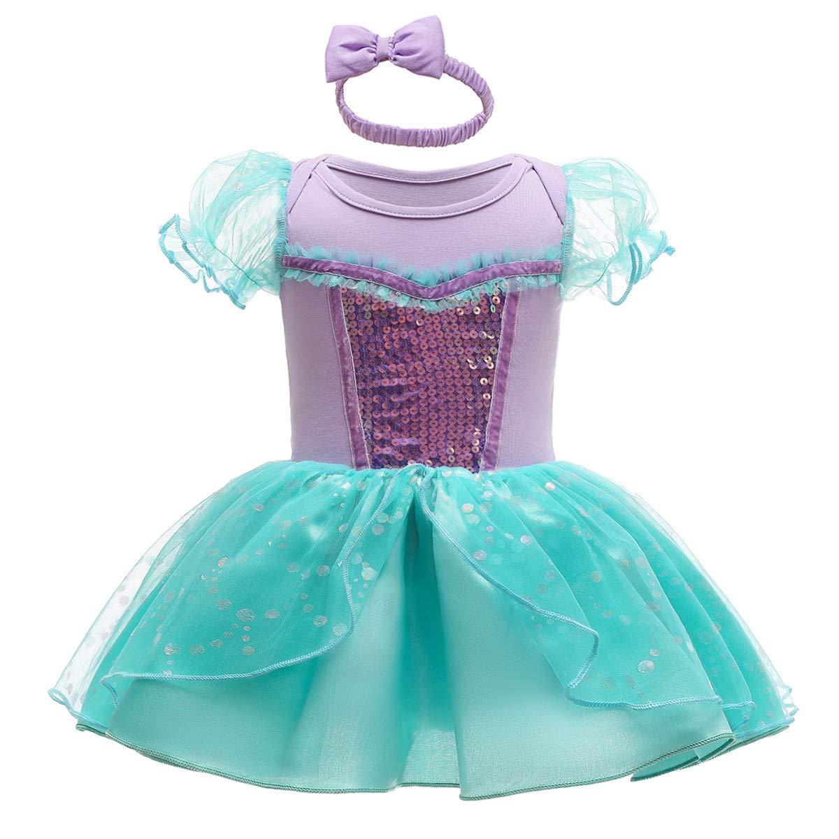 MYRISAM Baby Girls The Little Mermaid Princess Birthday Romper Tutu Dress Christmas Halloween Costumes w/Headband