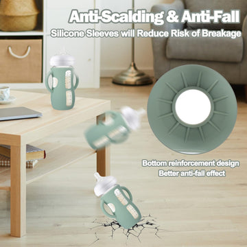 Busoha 3 Pack Silicone Sleeves For Avent Baby Bottles - Anti Breakage Baby Bottle Holder With Handle For Avent Natural Glass Bab