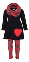 Unique Baby Girls 3 Piece Valentines Day Toddler Plaid Heart Legging Set Outfit (6 Years, Red)