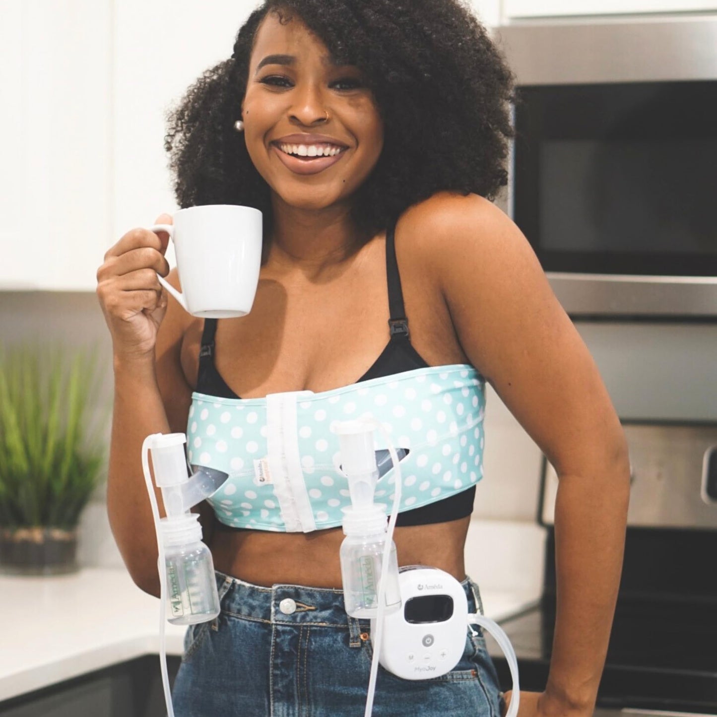 Ameda Mya Joy Double Electric Breast Pump + Breast Pump Bag + Manual Breast Pump & Cooln Carry Milk Storage Bag | Portable Breas