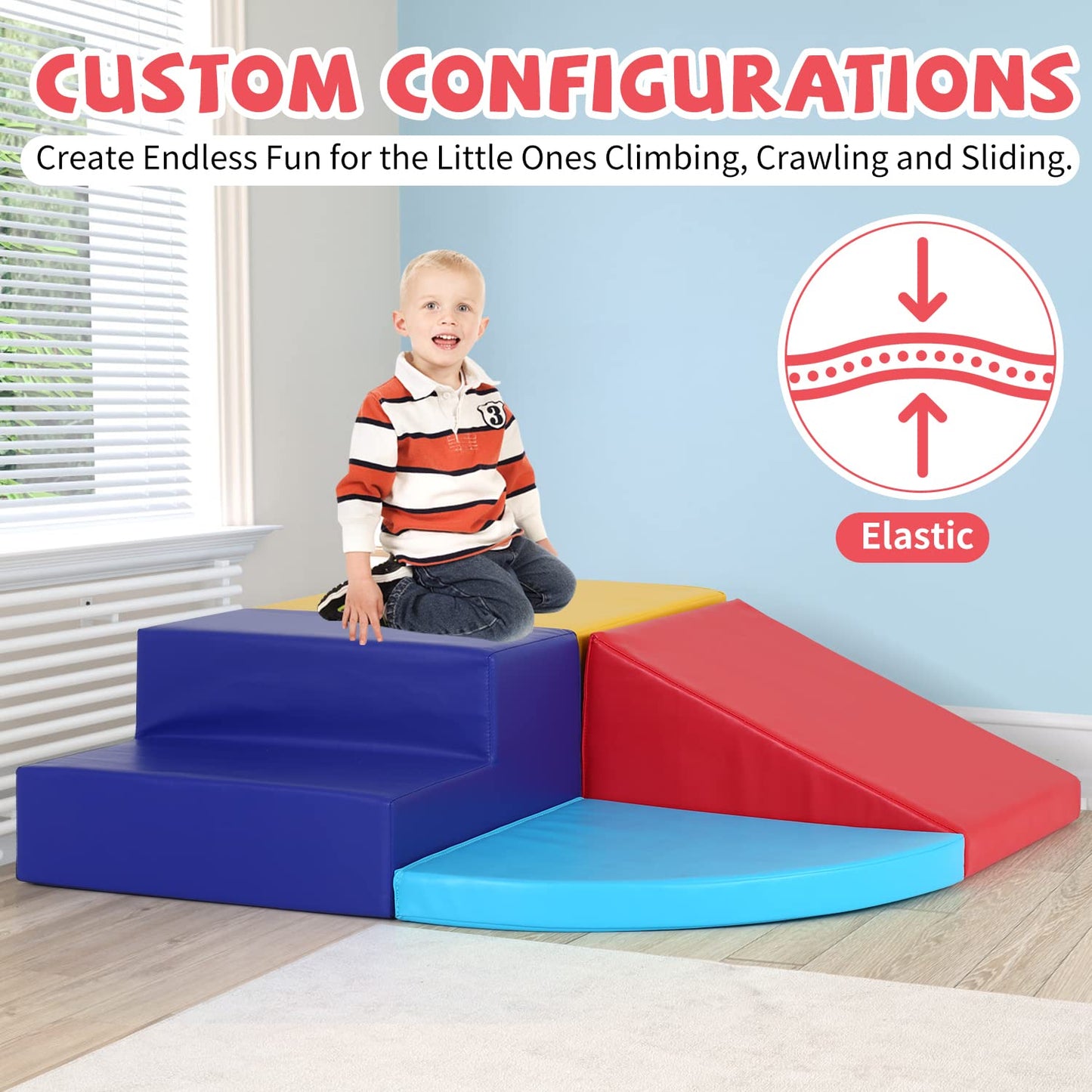 Kids Corner Climber 4-Piece Set - Soft Foam Climbing Toys For Toddlers 1-3, Indoor Baby Crawling & Sliding Play Set Kids Climbin