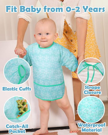 Lictin Baby Bibs For Boy Or Girl - Baby Bibs For Eating, Long Sleeve Bib, Waterproof Toddler Bibs, 0-24 Months Neutral Baby Smoc