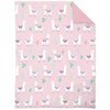 Everything Kids Pink & Mint Llama 4Piece Toddler Bed Set - Comforter, Fitted Bottom Sheet, Flat Top Sheet, Reversible Pillowcase