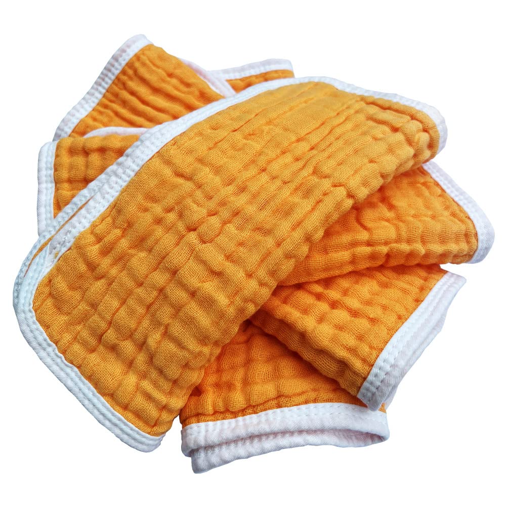 Muslin Burp Cloths Large 20 By 10 Inches 100% Cotton 6 Layers Extra Absorbent And Soft (Orange)