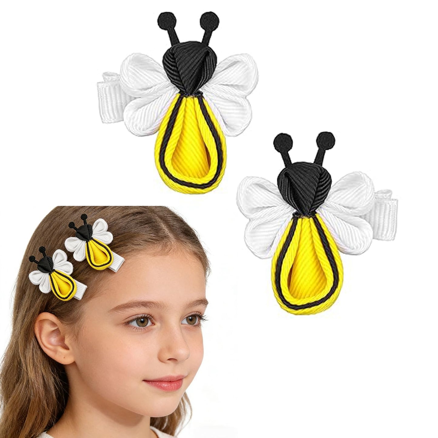 Doneace Bee Hair Clips Yellow Hair Clip for Girls Cute Bee Hair Accessories Handmade Honeybee Alligator Hairpins Animal Headdres