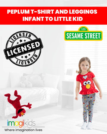 Sesame Street Elmo Big Bird Cookie Monster Toddler Girls T-Shirt And Leggings Outfit Set Red 2T
