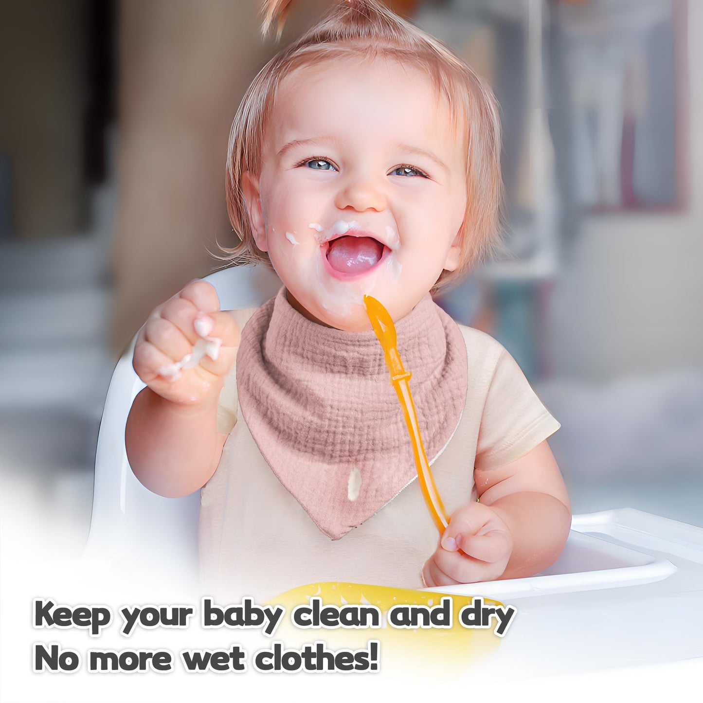 Susurration Muslin Baby Drool Bibs 6Pack Soft Triangular Adjustable Baby Bandana Bibs For Unisex Girls & Boys (Pink)