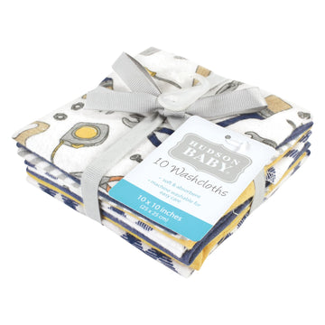 Hudson Baby Unisex Baby Flannel Washcloths, Construction Work 10Pk, One Size