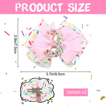 2Pcs Hair Clip, Pink Bow Hair Clips For Baby Girls 3Rd Birthday Party Decorations