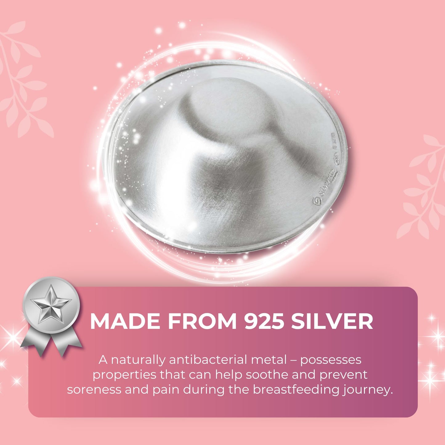 Silverette The Original Silver Nursing Cups, Nipple Covers For Breastfeeding Essentials, Pure 925 Silver Nipple Shields For Brea
