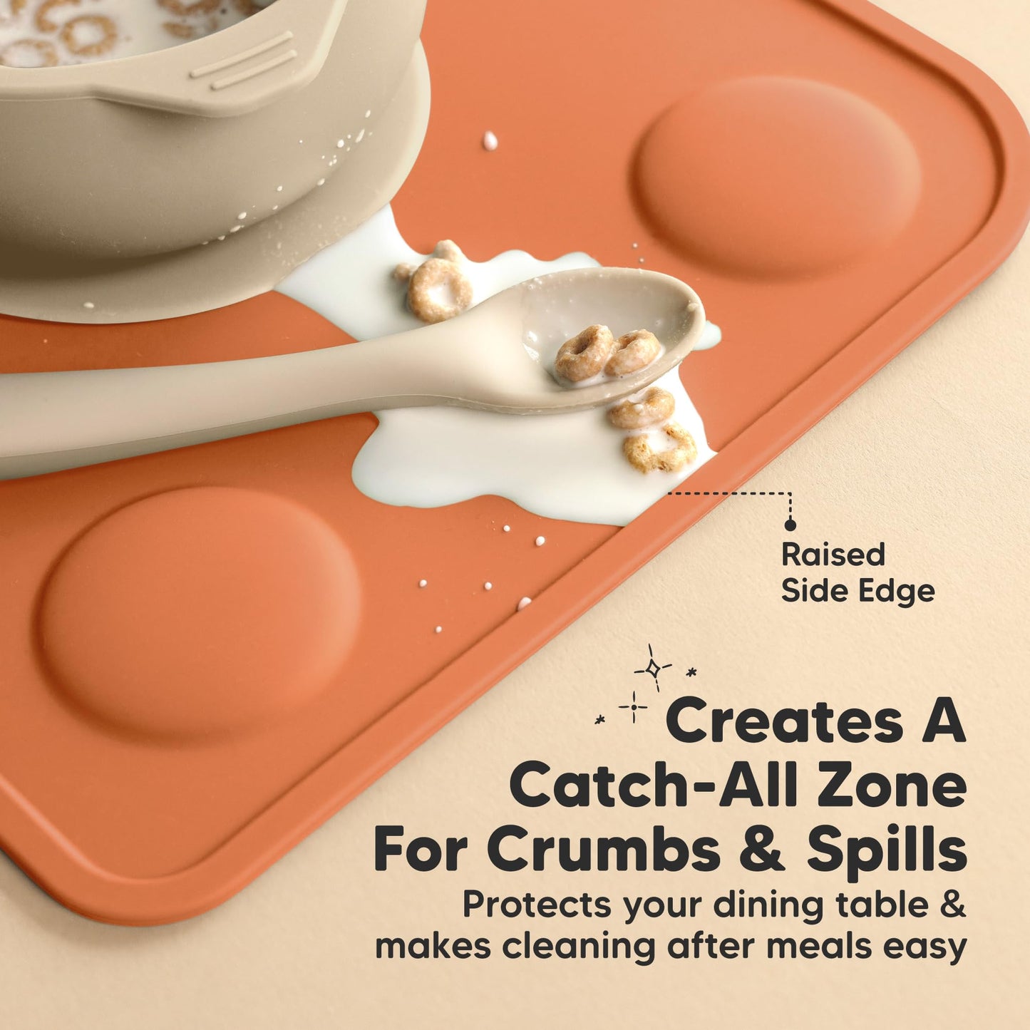 Keababies 2-Pack Silicone Placemats For Toddlers - Non Slip Suction Baby Silicone Placemat For Kids, Eating/Feeding,Easy To Clea